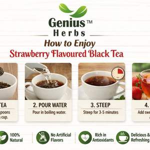 Bolsita de té negro con sabor a fresa, una infusión aromática y llena de sabor que ofrece una taza deliciosa con dulzura frutal natural. - Product Image 5