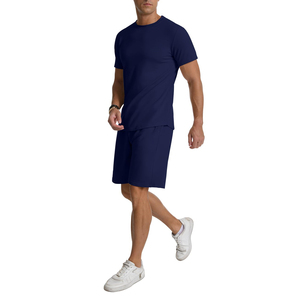 Conjunto de Verano para Hombre, Estilo Casual y Urbano, Camiseta de Manga Corta y Pantalones Cortos, Color Sólido, Traje Deportivo de 2 Piezas - Product Image 2