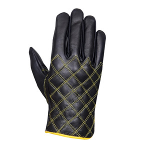 Gants de conduite en cuir noir unisexes à doigts entiers avec surpiqûres jaunes pour une conduite confortable, conçus pour un usage quotidien - Product Image 6