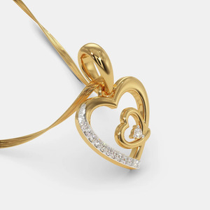 Collar con Colgante de Doble Corazón en Oro Amarillo con Diamante Cultivado en Laboratorio - Product Image 4