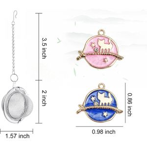 2pcs 2.1 Inch Stainless Steel Mesh <b>Tea</b> <b>Infuser</b> Cute Planet Cat Pendants <b>Tea</b> Ball <b>Tea</b> Strainer <b>Tea</b> Diffuser <b>Tea</b> Steeper for <b>Tea</b> - Product Image 1