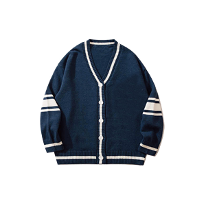 Cárdigan de punto transpirable antipilling con cuello en V y botones para hombre, suéter casual a rayas estilo universitario para ropa de abrigo de otoño - Product Image 4