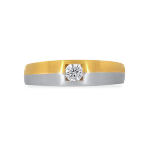 Anillo de Boda de Lujo en Dos Tonos, Chapado en Oro y Plata, con Circonita Cúbica Brillante Redonda, para Hombre y Mujer - Product Image 3