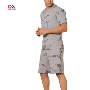 Men's Gray Bird Print Short Sleeve T-Shirt And Shorts <b>Set</b> Cotton Breathable Casual Summer Wear <b>Twin</b> <b>Set</b> - Product Image 2