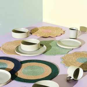 Set de table décoratif tissé en fibres naturelles, tapis de table personnalisé, vente en gros, fait main, style bohème, artisanat vietnamien - Product Image 4