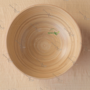 Custom Large Salad <b>Bowl</b> Quality Durable Vietnamese Handicraft Spun Bamboo Dinnerware Set Disposable Kitchen <b>Picnic</b> Food Serving - Product Image 6