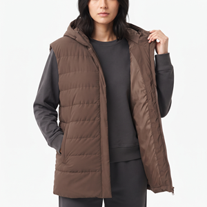 Chaleco acolchado oversize para mujer al por mayor, sin mangas, con capucha, chaqueta de invierno con cremallera, abrigo cálido acolchado con bolsillos, informal - Product Image 3