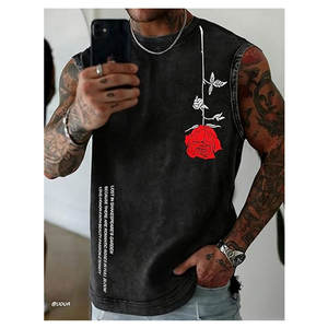 Débardeurs graphiques pour hommes, t-shirts sans manches délavés, style vintage en coton, streetwear décontracté, légers, tendance - Product Image 5