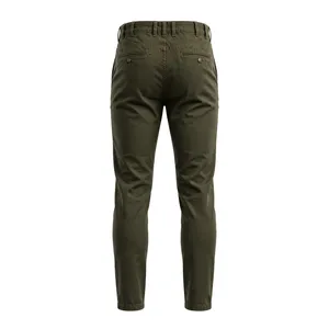 Pantalones Chinos de Lona de Algodón Verde Oliva para Hombre AMKOOR ENTERPRISES, Cierre de Botones, Corte Recto, Peso Medio, Transpirables, Ideales para Primavera - Product Image 2