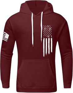 Sweat-shirt à capuche pour homme, couleur bordeaux, imprimé cœur, coupe classique, 100% polyester, molleton, vêtement décontracté pour l'hiver - Product Image 4