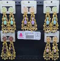 Boucles d'oreilles pendantes en forme de goutte d'eau plaquées or indien, avec strass, motif floral, émail et perles Ghungroo, ensemble de bijoux, vente en gros par paire