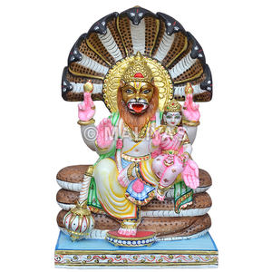 รูปปั้นหินอ่อนนาร์ซิงค์พร้อมลาคสมี |   พระพุทธรูปหินอ่อนลักษมีนราสิมฮา – มาลียาส - Product Image 1