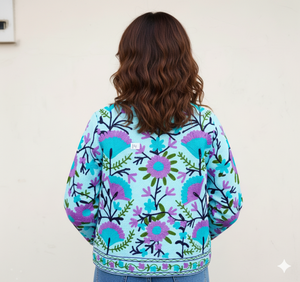 Chaqueta de Invierno Reversible con Bordado Suzani, Manga Larga, Ecológica, Talla Única, para Fiestas - Product Image 2