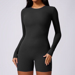 Women's Long Sleeve High Waist Tummy Control <b>Shapewear</b> Jumpsuit Solid Color Crew Neck Skinny Fit All Seasons Body Suit - Product Image 4