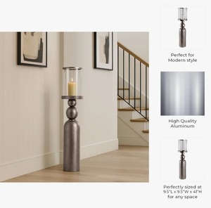 Modern Matte Metal Candle Stand With <b>Glass</b> <b>Cylinder</b> Holder For Home Decoration At Affordable Budget - Product Image 2