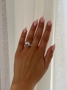 2.5 Carat Pear Cut Lab Grown Diamond Band 1k4 White Gold Wedding & Anniversary <b>Ring</b> - Product Image 2