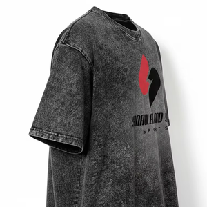T-shirt Unisexe Personnalisé Imprimé Délavé à l'Acide, Coupe Oversize en Coton Anti-boulochage, Col Rond Vintage, Manches Courtes, Style Streetwear, Vente en Gros OEM - Product Image 6