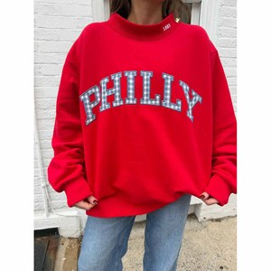 Philly Custom <b>Mock</b> <b>Neck</b> Sweatshirt Crew <b>Neck</b> Unisex Cotton Fleece Chenille Letter Embroidery Gingham Patch Sorority Fraternity - Product Image 6