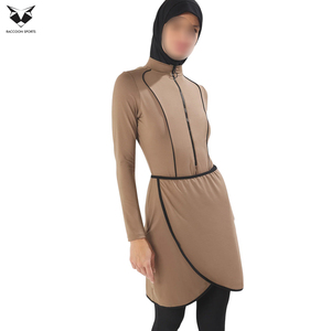 Servicio OEM ODM, Traje de Baño Elegante de Manga Larga con Cierre Frontal, Protección Solar Completa, Color Café, para Estilos de Vida Activos - Product Image 2