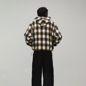 Wholesale Hooded Winter Streetwear <b>Flannel</b> Shirt <b>Jacket</b> Long Sleeve Plaid Eco-Friendly Windproof Breathable Polyester Lined <b>Men</b> - Product Image 4