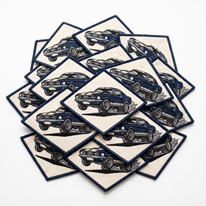 Parche Bordado con Diamantes, Emblema Clásico para el Compartimento Trasero del Motor, Color Beige, Twill, Emblema para Mecánico Automotriz - Product Image 4
