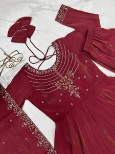 Salwar de Seda Chanderi Romana Pura para Mujer, Estilo Tradicional, Corte Regular, Largo hasta el Suelo, para Todas las Temporadas, Bodas, Fiestas y Eventos, de Secado Rápido - Product Image 2