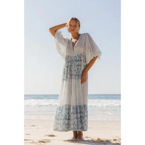 Vestido de Playa Casual de Verano, Estilo Boho, Estampado Floral, Largo hasta la Rodilla, Cuello en V, Manga Abullonada, Corte Holgado, Tejido Ecológico, Calidad Premium - Product Image 3