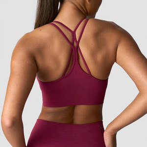 Soutien-gorge de sport côtelé pour femme, design dos en Y, avec coussinets amovibles, haute extensibilité, anti-transpiration, confortable pour l'entraînement et les activités sportives - Product Image 2