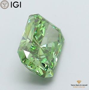 เพชรทรงโซลิแทร์ 2.00 กะรัต เจียระไนแบบเรเดียนท์ สีเขียวแฟนซีสดใส ความสะอาดระดับ VS2 พร้อมใบรับรอง IGI - Product Image 4