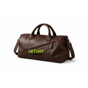 Bolsa de Viaje de Cuero con Logotipo Personalizado, Bolsa de Fin de Semana de Cuero Genuino, Bolsa de Viaje para Negocios y Ocio - Product Image 1