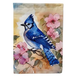 Bandera de jardín multicolor con ilustraciones de Blue Jay para buzón de correo Patio o patio Camas de flores decorativas Banner Tamaño de jardín - Product Image 1
