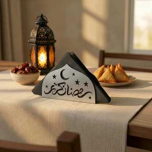 Porta Servilletas de Metal para Ramadán Kareem, Decoración Elegante para Mesa de Iftar con Diseño de Caligrafía Islámica, Accesorio Decorativo para Cocina y Comedor - Product Image 3