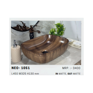 Neo 1051 Lavabo de Cerámica de Lujo Premium para Encimera Moderna, Ideal para Aplicaciones en Baños y Muebles de Vanidad - Product Image 1