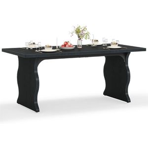 Tavolo da Pranzo Moderno Rettangolare Nero da 63 Pollici per 4-6 Persone, per Uso in Cucina - Product Image 3