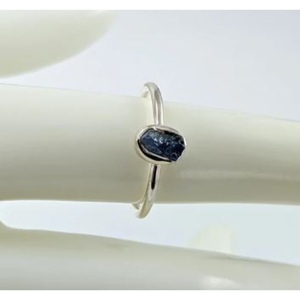 Minimalist <b>925</b> <b>Silver</b> <b>Ring</b> With Natural Black Tourmaline Stone Bezel Setting Geometric Design Unisex Everyday Wear - Product Image 2