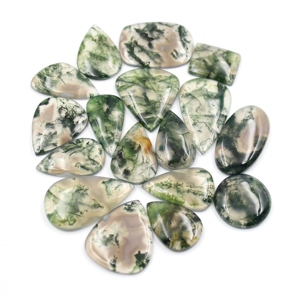 Natural <b>Green</b> <b>Moss</b> Agate Gemstone Cabochon Wholesale Bulk Loose Stone Jewelry Making Home Decor Education Mixed Shapes Polished - Product Image 1