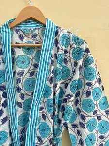 Bata Kimono de Algodón 100% Tejido con Estampado de Dibujos Animados para Mujer, Camisón de Verano Hecho a Mano, Cuello en V, Cintura Elástica, Largo Completo - Product Image 3