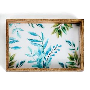 Bandeja de Madera Artesanal con Estampado de Hojas Botánicas en Acuarela, Plato Decorativo Rectangular al por Mayor para Pedidos al por Mayor - Product Image 3