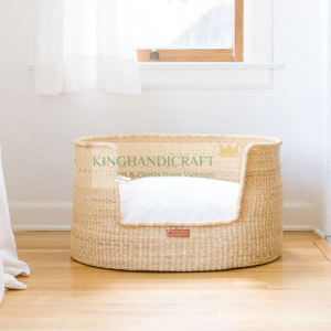 เตียงสัตว์เลี้ยงหญ้าทะเลธรรมชาติระบายอากาศได้ดีเตียงไฟเบอร์กันน้ำสำหรับแมวและสุนัขอุปกรณ์เสริมลวดลายที่เป็นของแข็ง - Product Image 1