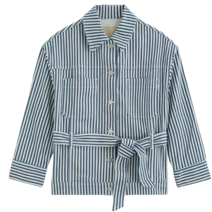 Chaqueta de Mujer, Estilo Camisa con Cinturón, Tela Twill, Manga Larga, Rayas, Ropa Exterior Informal, Chaqueta de Moda, Venta al Por Mayor Personalizada - Product Image 1