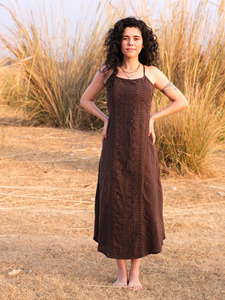 Women Hand-Block Printed Cotton Maxi <b>Dress</b> Premium Breathable Natural Cotton Fabric Sleeveless Ankle-Length <b>Dress</b> - Product Image 5