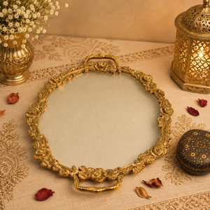 Bandeja Ovalada de Latón Hecha a Mano, Estilo Art Deco, Organizador de Perfumes, Plato Decorativo para Servir en la Cocina, Ligero, Ideal para Diwali - Product Image 4