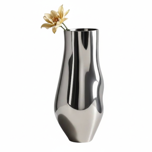 Vase à fleurs Art Déco en laiton noir avec finition mate, vase de table en acier inoxydable pour salon et décoration de mariage - Product Image 4