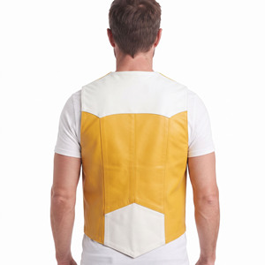 Men's Button Down Leather Vest Custom Men Leather Waist Coat Men Leather Waistcoat with Pockets <b>Boys</b> Sleeveless Leather Vest - Product Image 2