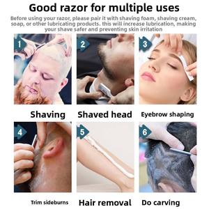 Stylish High-quality Plastic Handle Disposable Straight <b>Razor</b> for Men Safe Perfect Shave Paper-Coated Barber Shaving - Product Image 3