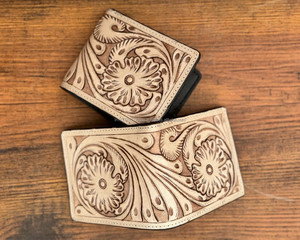 Nueva llegada patrón occidental mano Tooled cuero hombres billetera cremallera larga Venta caliente moda elegante efectivo titular regalo para él - Product Image 3