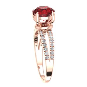 REYES Elegant Design 14K Solid Gold Diamond Engagement <b>Ring</b> <b>For</b> <b>Women</b> Round Brilliant Cut 2 Carat <b>Ruby</b> Gemstone Gifts Jewelry - Product Image 3