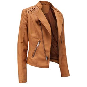 Veste de moto en similicuir pour femme, coupe ample, style minimaliste, fermeture éclair, streetwear décontracté, manteau d'automne - Product Image 3