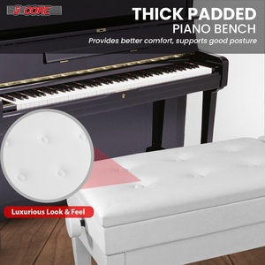 5 Core Heavy Duty <b>Wooden</b> Duet Piano <b>Bench</b> <b>with</b> 3.5 Inch Padded Cushion and <b>Storage</b> Musician Stool Model PNB DT WH - Product Image 6