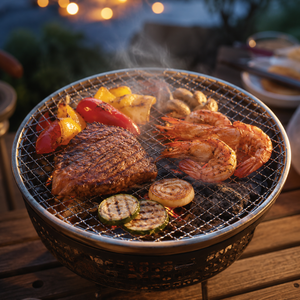 Stainless Steel Charcoal Grill Mesh & Round Grilling <b>Tray</b>-Heat Resistant for Outdoor <b>BBQ</b> - Product Image 5